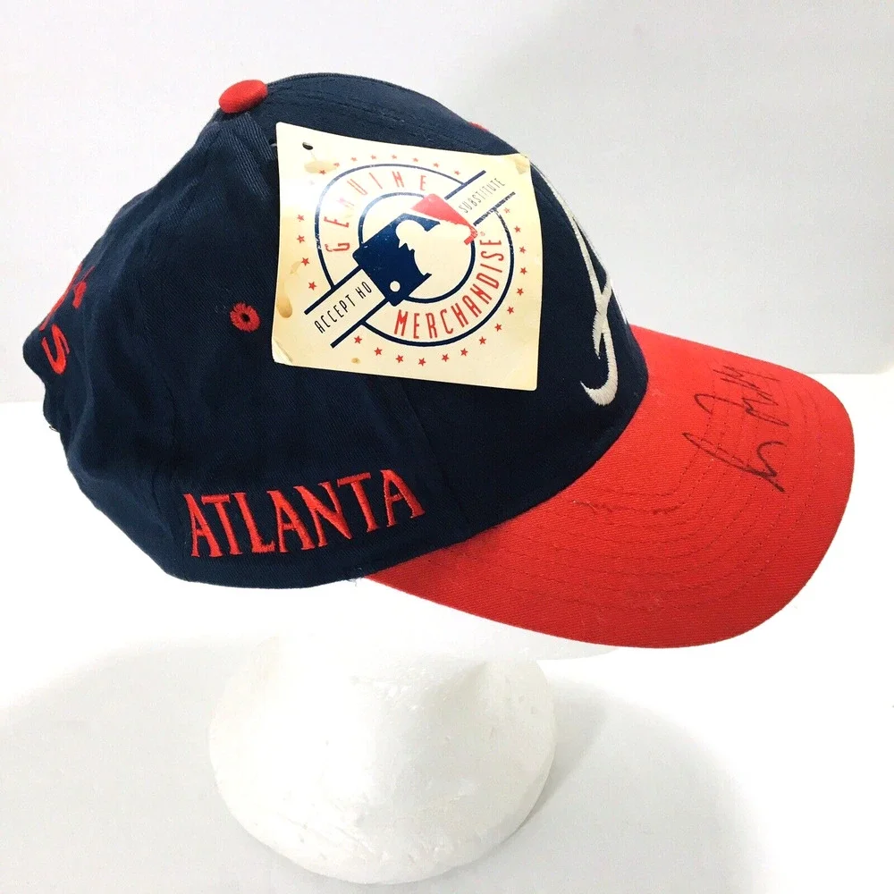 Vintage 90s Atlanta Braves Snapback Hat Cap Genuine Merchandise - Autographs NWT